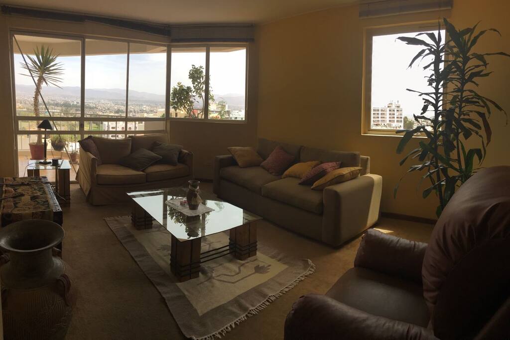 Salón Amplio y luminoso. Tiene Televisión de plasma, un minibar y una terraza.