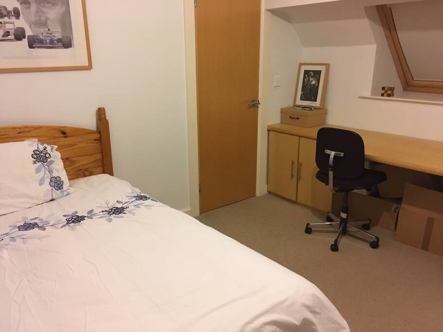 Double bed and desk
