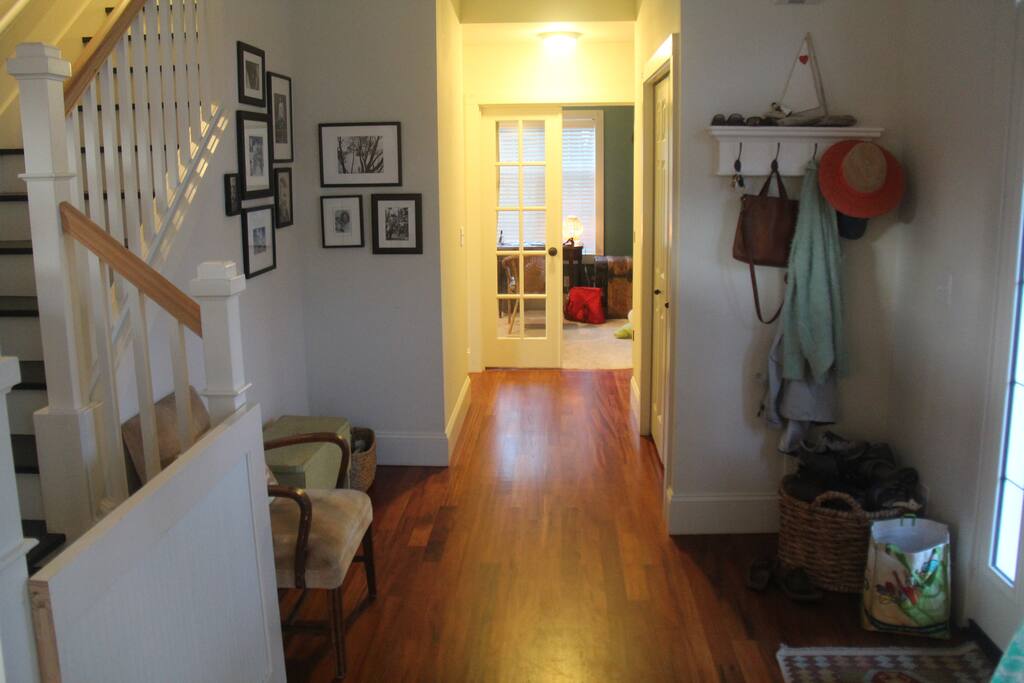 Hallway leading to our cozy office and TV room.