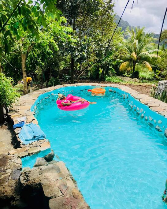 Our salt water swimming pool at the bushbar available for guests to cool down.