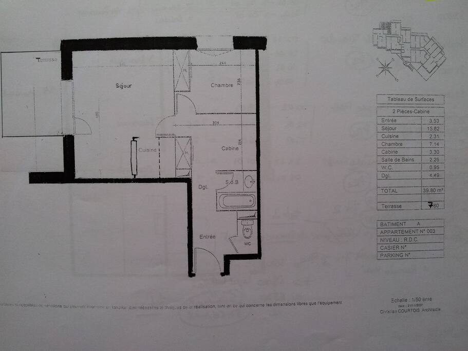 Plan de l'Appartement 103, 1er étage.