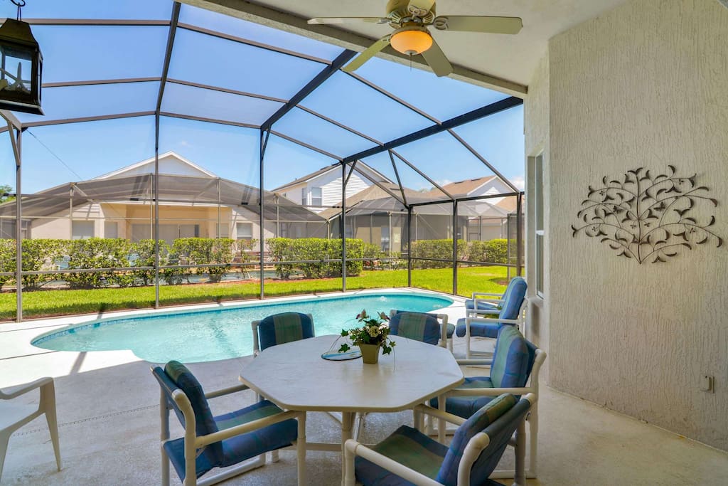 Sometimes it gets too hot to sit outside under the sun. When it's that warm - make sure to step under this shaded lanai to cool down and relax.