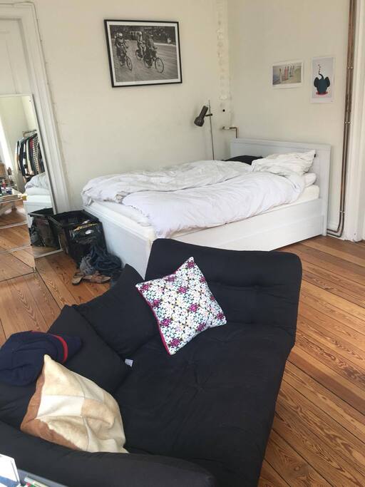 Double bed and sleeping couch