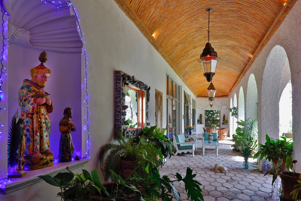 loggia with statue