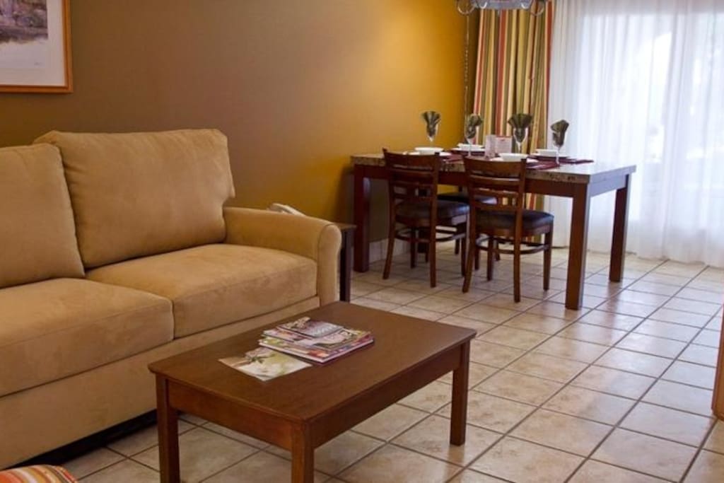 Living room area with sofa sleeper