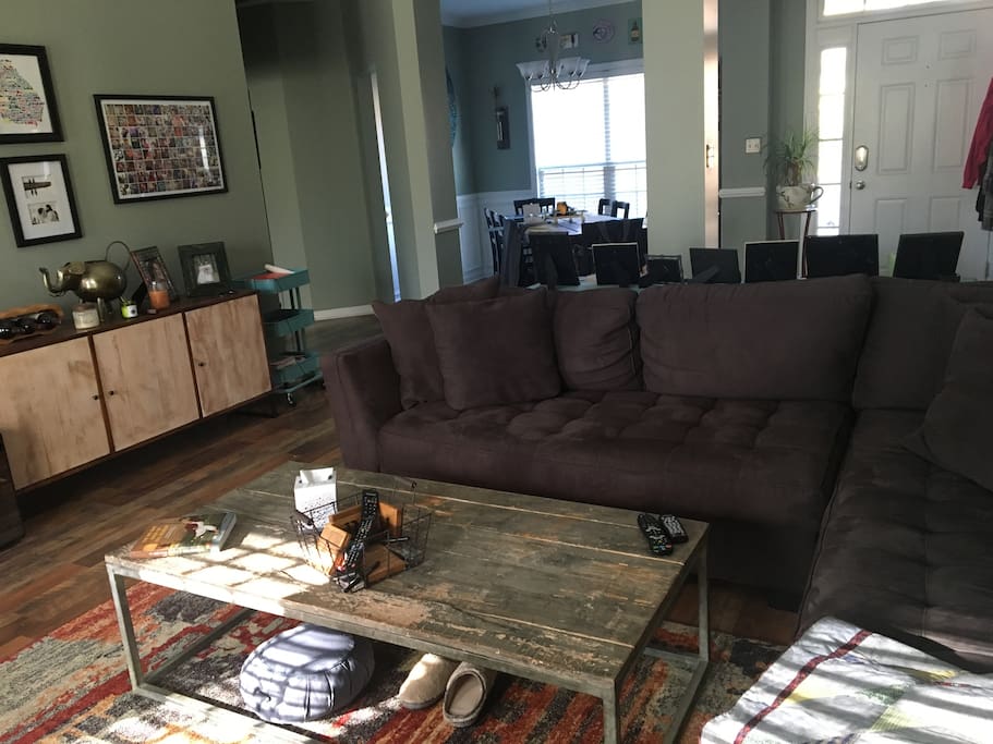 Living room, open to dining room