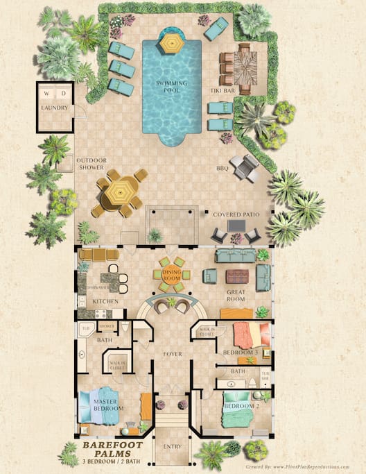 Floor plan--need a crib rental? Master and front bedroom can accomodate