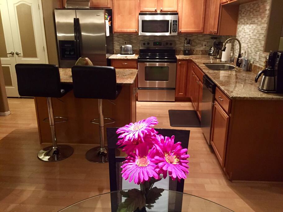 Fully updated and remodeled kitchen with all matching Whirlpool stainless steel appliances.