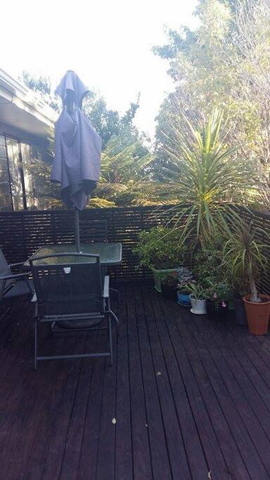 Outdoor patio area. Quiet and peaceful - watch the birds (if they come)