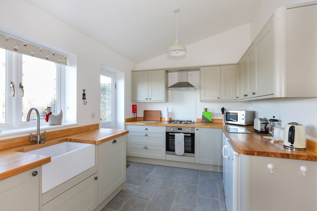 Brand new kitchen, with stunning view over Frome and the countryside