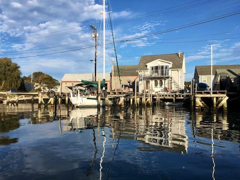 Cottage on a wharf in a fishing village