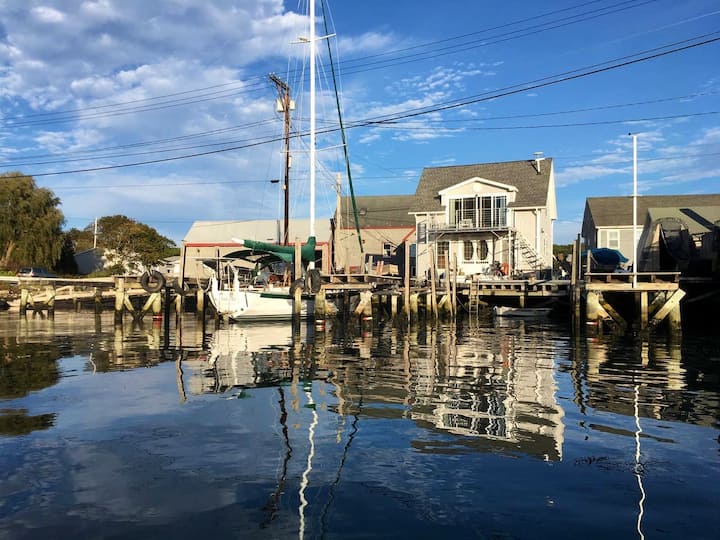 Cottage on a wharf in a fishing village
