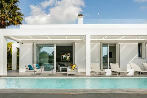 Contemporary Beach Villa with Pool and Gardens