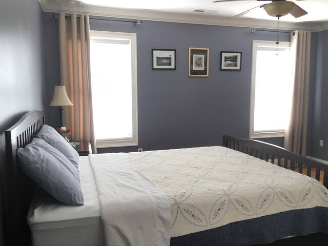 Master bedroom in a quiet neighborhood