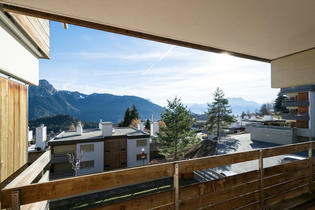 View of the Alps from the balcony.
