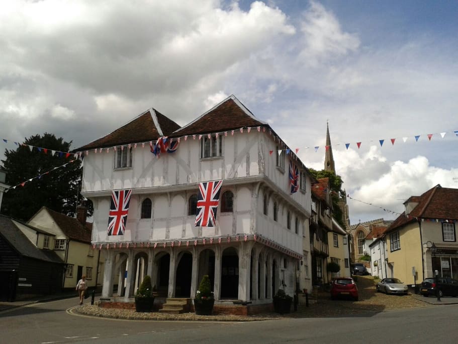 Thaxted Guildhall in summer bunting