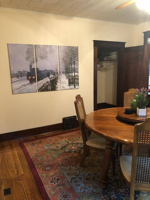Dining room and large closet in the background