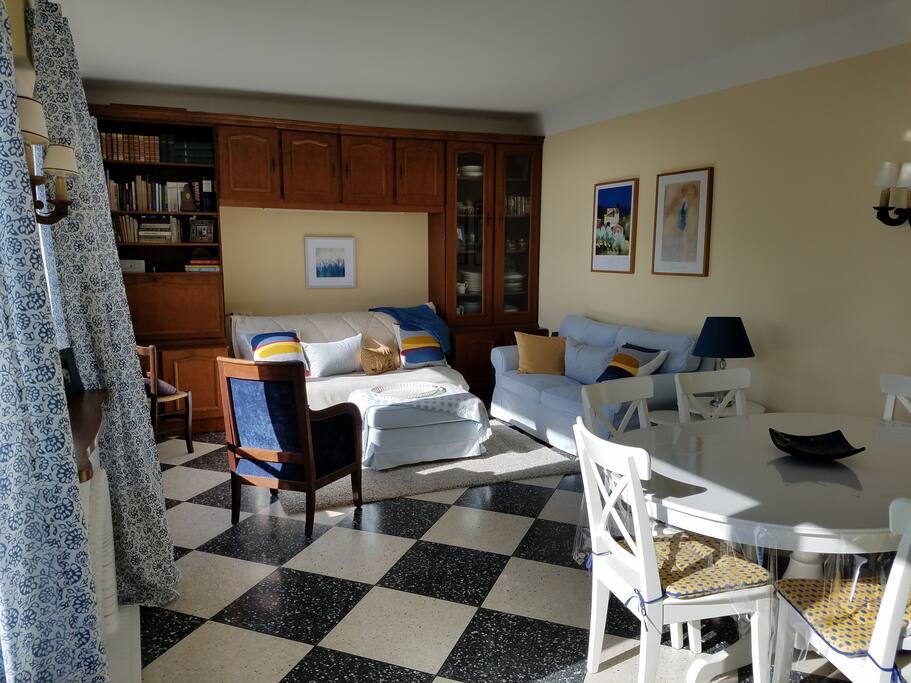 upper apt living room (convertible sofa/double bed)