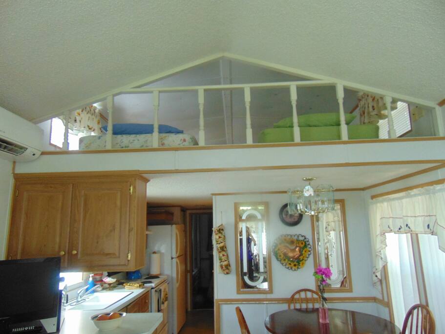 View of overhead sleeping loft/slumber-party room.