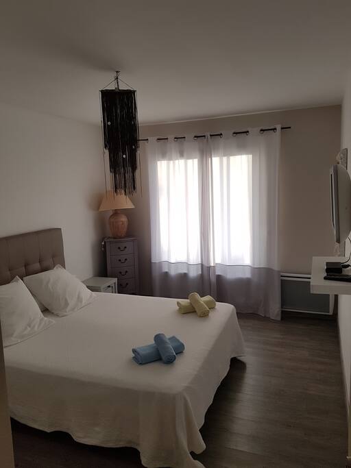 première chambre avec un lit en 160,TV TNT,fermeture par volet èlectrique placard mural.