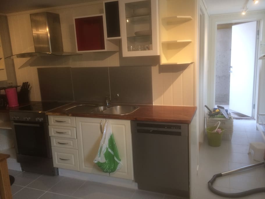 Kitchen with dish washer, microwave