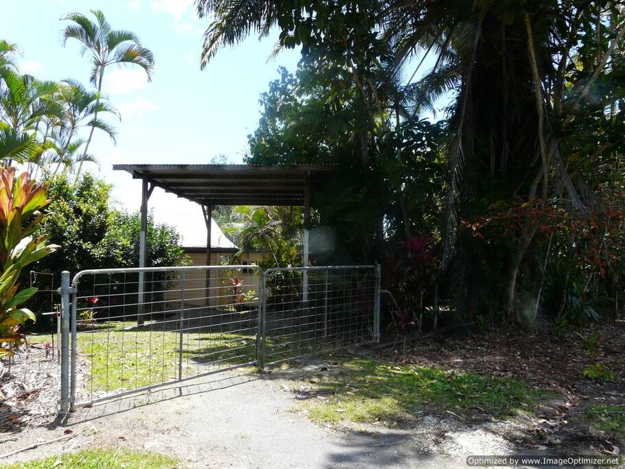 Private guest gate and carport