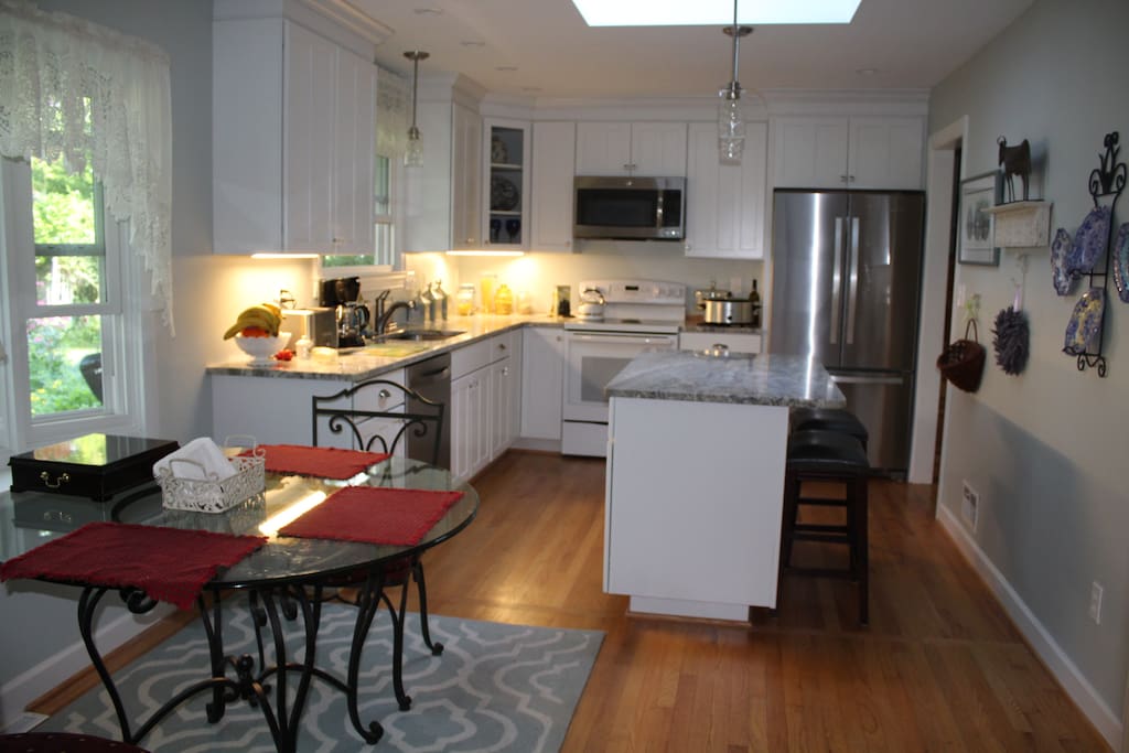 Kitchen with ample lighting and counter space