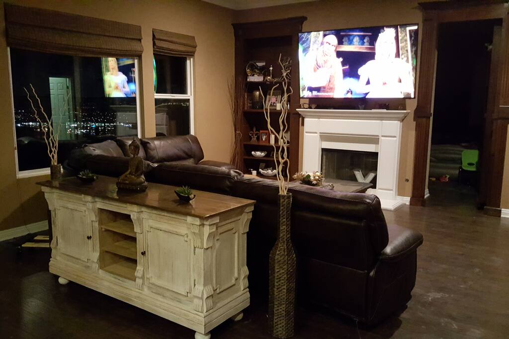 lower living room with secret kids play room