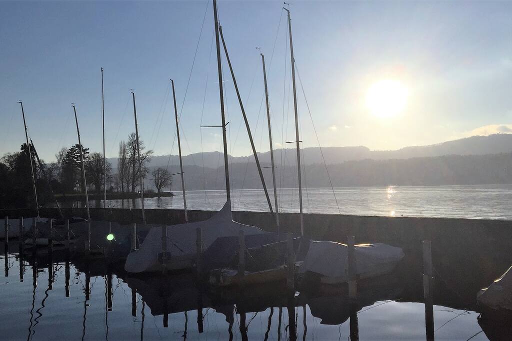 port and view over the lake of z¨rich at 5 min walk