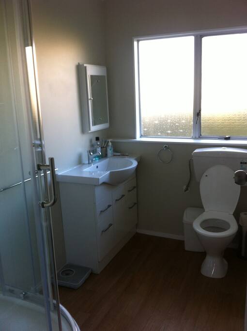 Nice big shared bathroom with very powerful, hot shower