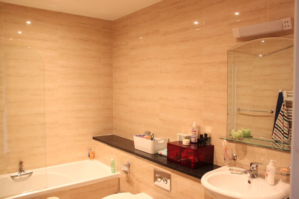 Shared bathroom with the hosts.