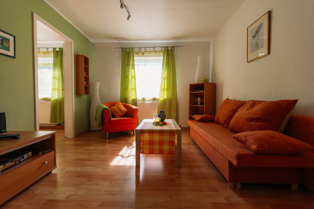 Wohnzimmer mit Schlafcouch / living room with sleeper sofa