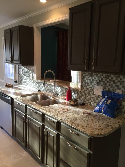 Full new kitchen with granite counter tops. Fridge and Freezer. New appliances. BYOB and BYOFood!