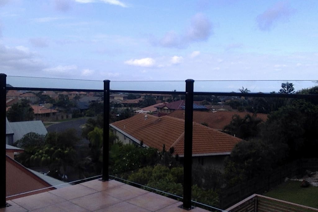 Sea view from the balcony, bbq and seating are out here.