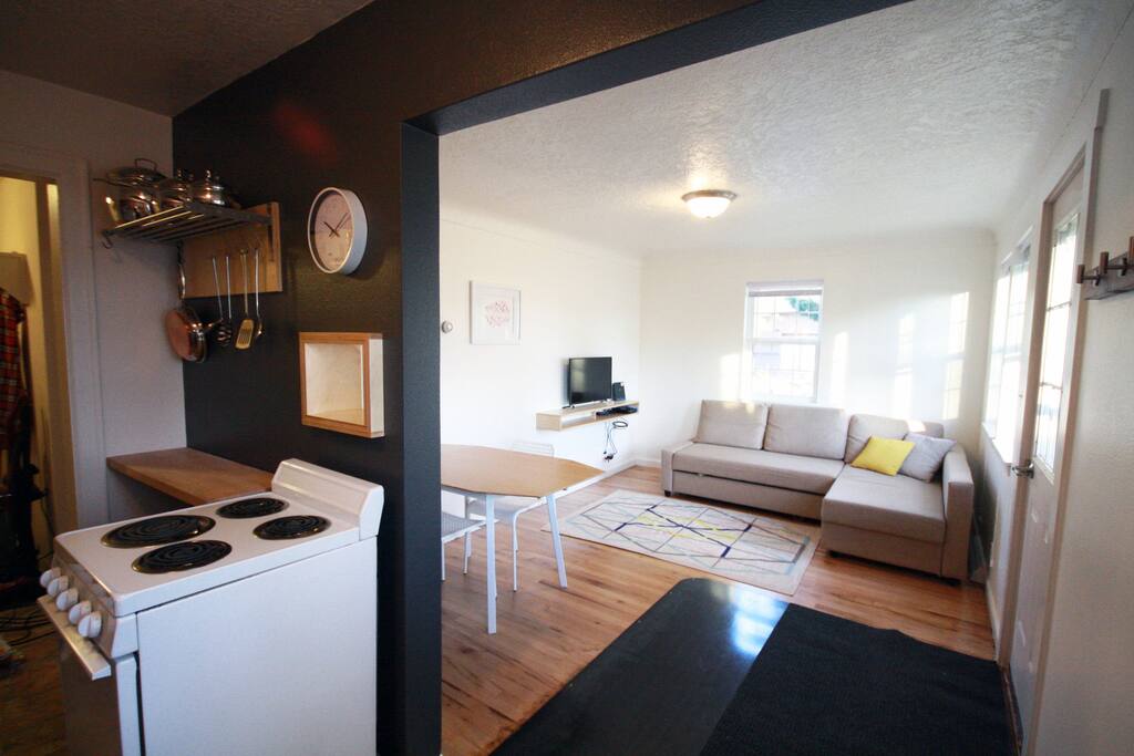 Kitchen and living space.