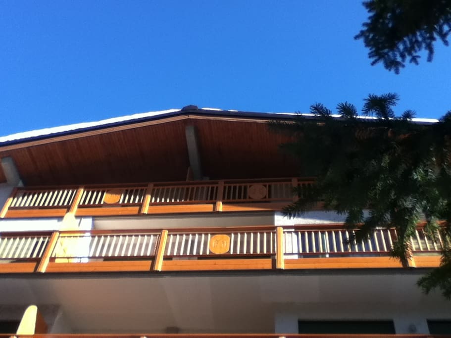 The house from outside, the apartment is the central one
