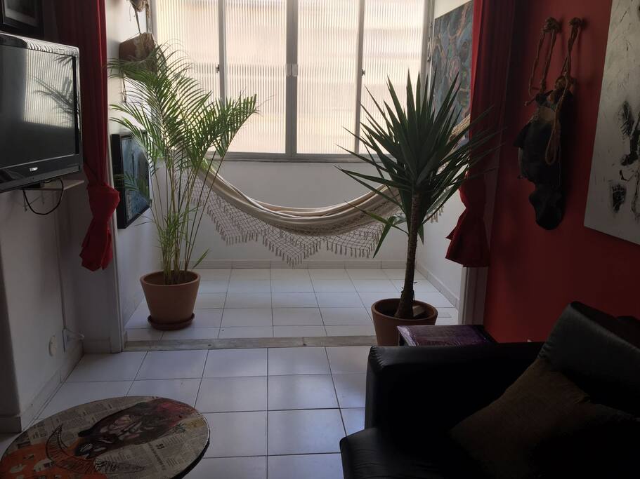 varanda na sala de estar-