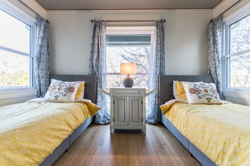 Private room with two twin beds.