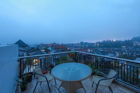 A place amongst green pines at Bandung Cipaku hill