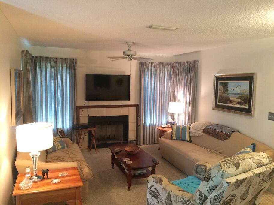 Our living room is spacious enough to relax and also is equipped with a 50" 4K tv