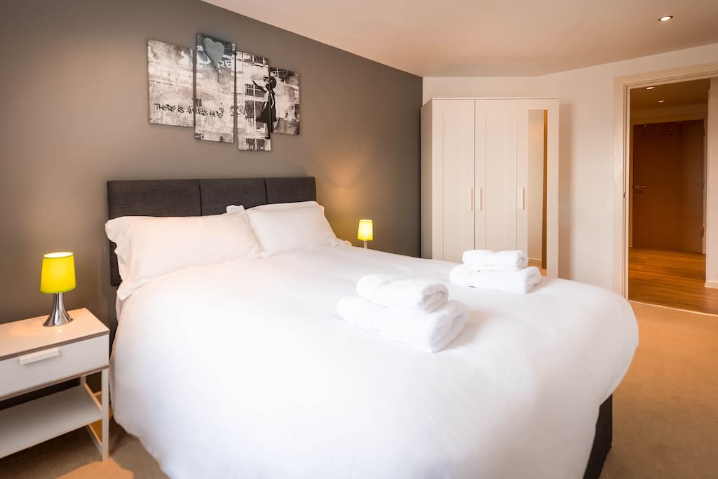 Master bedroom with king sized bed