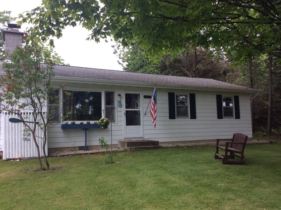 Large front yard with plenty of room to sit under the maple tree and enjoy the lake breeze in the afternoon and evening.