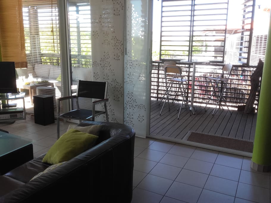 Le grand séjour ouvert sur terrasse