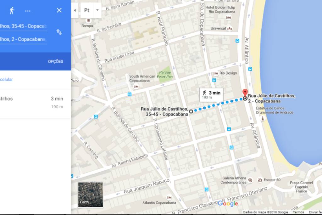 200 metros da Av. Atlântica (praia de Copacabana)