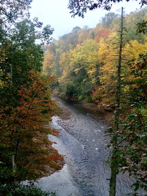 Looking over the river from the wrap around porch in early October.