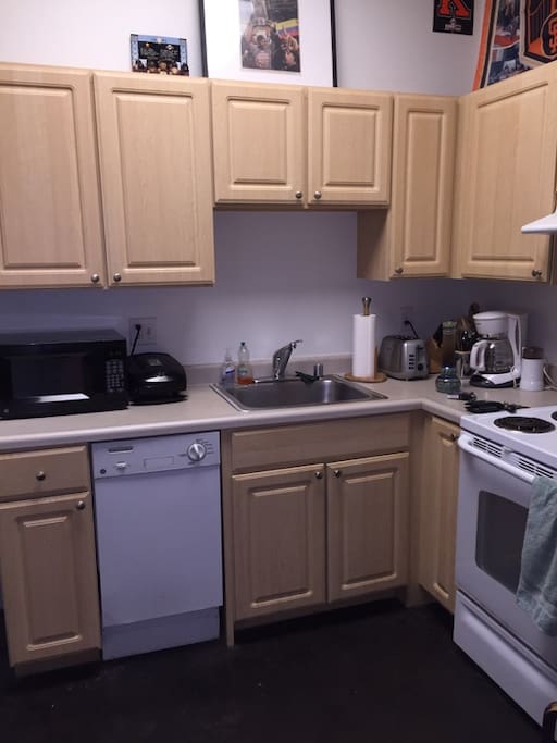 Kitchen with Microwave, stove, oven and dishwasher
