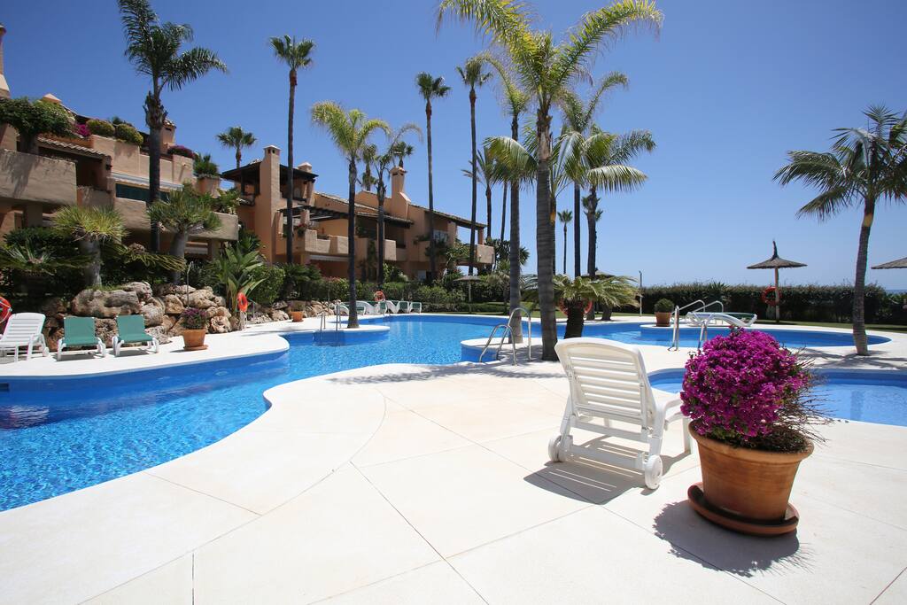 View from pool to the house