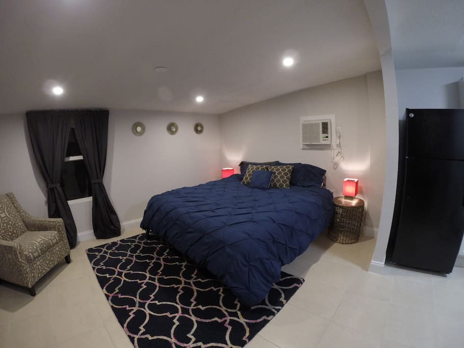 Room includes a King sized bed