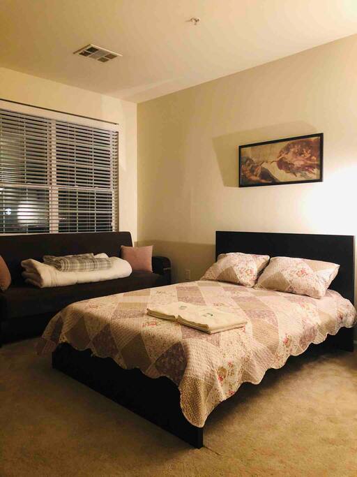 This room faces a beautiful quiet patio. Extreme quality rest is Guaranteed!