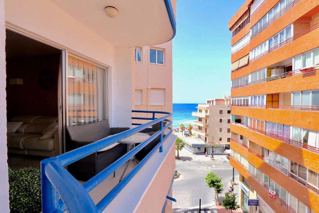 View from the balcony of the 3-bedroom apartment in Calpe just 50 meters from the central sandy beach - "Arenal"